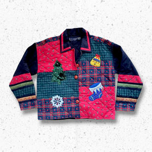 VTG Christmas Themed Quilted Jacket by Life Style Sz M